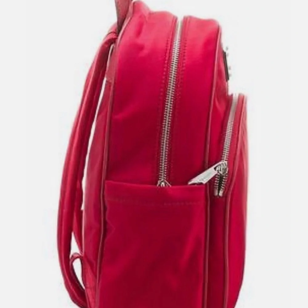 Michael Kors Bright Red Nylon Backpack with Silver Hardware